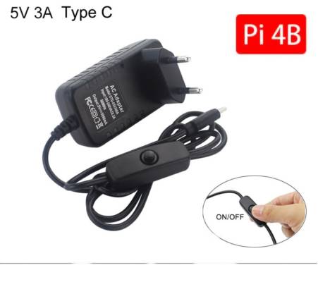 Fonte USB Tipo C 5V 3A p/ Raspberry Pi 4 Fonte USB Tipo C 5V 3A p/ Raspberry Pi 4