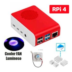 Case + Dissipadores e Cooler Luminoso p/ Raspberry Pi 4 B Case + Dissipadores e Cooler Luminoso p/ Raspberry Pi 4 B