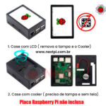 Tela Display Touch Screen 3.5 pol. p/ Raspberry Pi 3 + Case c/ Cooler e Dissipadores de Calor