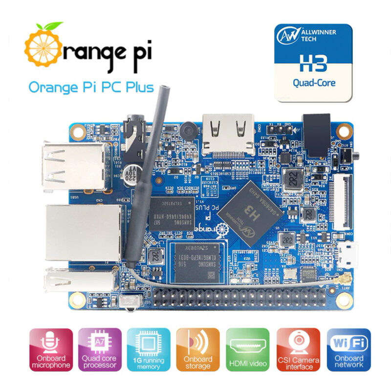 Orange Pi PC Plus H3 Quad-Core c/ 1GB de Ram, 8GB eMMC e WiFi Orange Pi PC Plus H3 Quad-Core c/ 1GB de Ram, 8GB eMMC e WiFi
