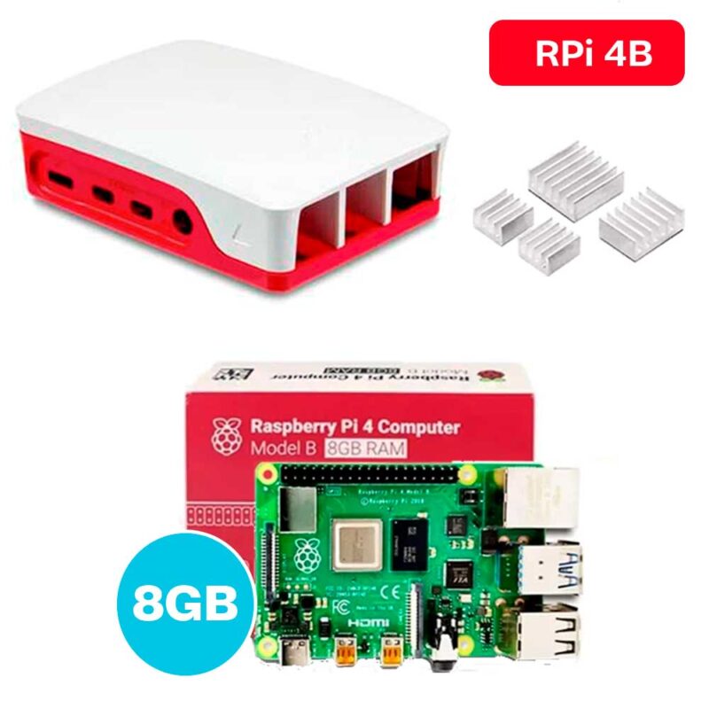Raspberry Pi 4 8GB + Case + Dissipadores Raspberry Pi 4 8GB + Case + Dissipadores