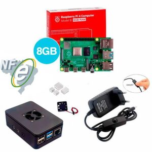 Kit Raspberry Pi 4 8GB c/ Case, Cooler, Fonte e Dissipadores Kit Raspberry Pi 4 8GB c/ Case, Cooler, Fonte e Dissipadores