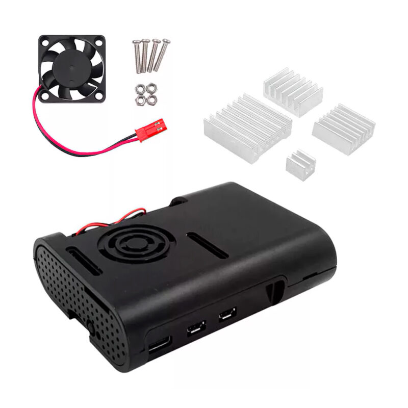 Case + Cooler Fan e Dissipadores para Raspberry Pi 5 Case + Cooler Fan e Dissipadores para Raspberry Pi 5