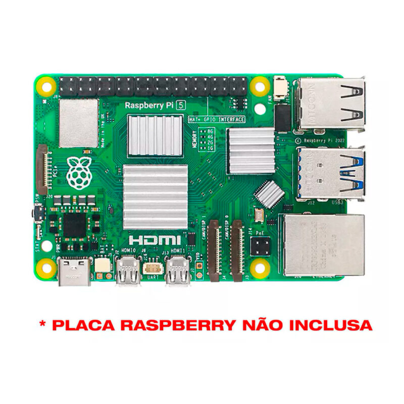 Case + Cooler Fan e Dissipadores para Raspberry Pi 5