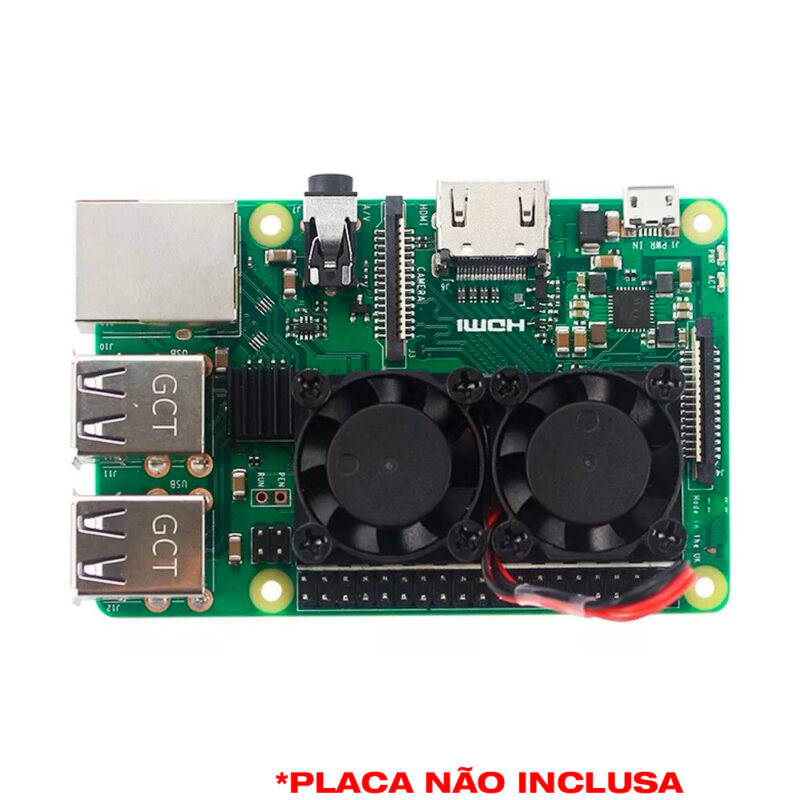 Cooler Fan Duplo P/ Raspberry Pi 3, Pi 4 e Pi 5