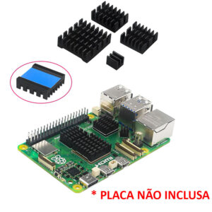 Dissipadores de Calor em Alumínio para Raspberry Pi 5 (4 Unid)