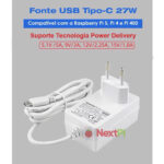 Fonte Branca 5.1V 5A Real para Raspberry Pi 5