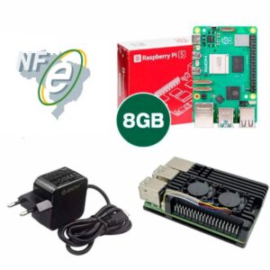 Kit Raspberry Pi 5 8GB c/ Case Metal c/ Cooler Fan e Fonte 27W Kit Raspberry Pi 5 8GB c/ Case Metal c/ Cooler Fan e Fonte 27W