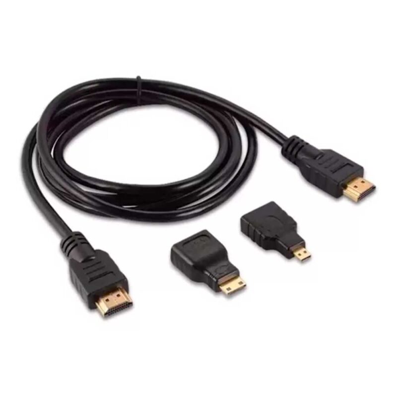 Cabo HDMI + Adaptador Micro HDMI e Adaptador Mini HDMI Cabo HDMI + Adaptador Micro HDMI e Adaptador Mini HDMI