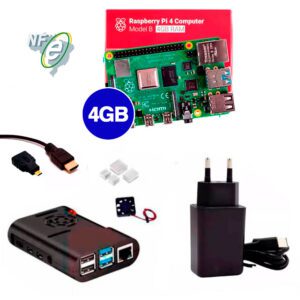 Kit Raspberry Pi 4 4GB c/ Case, Cooler, Fonte, HDMI e Dissipadores