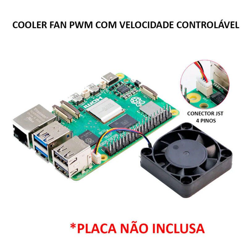 Kit de Acessórios p/ Raspberry Pi 5 com Case, Cooler PWM, Fonte e Dissipadores