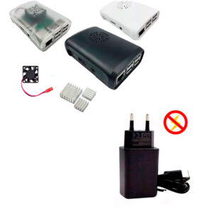 Kit de Acessórios p/ Raspberry Pi 3 com Case, Cooler, Dissipadores e Fonte