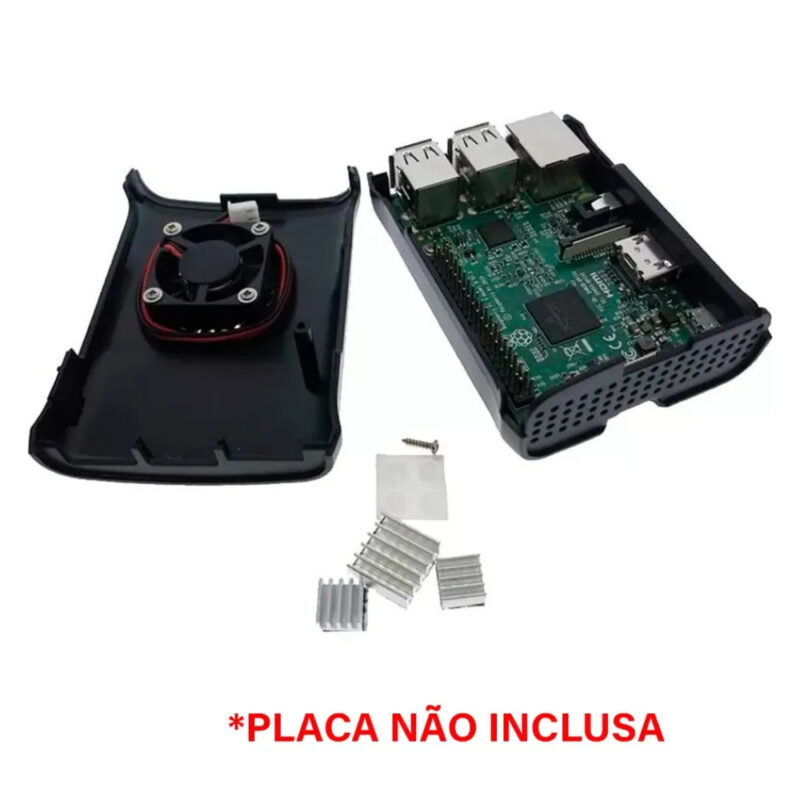 Kit Case para Raspberry Pi 3 B / B+ com Cooler e Dissipadores de Calor
