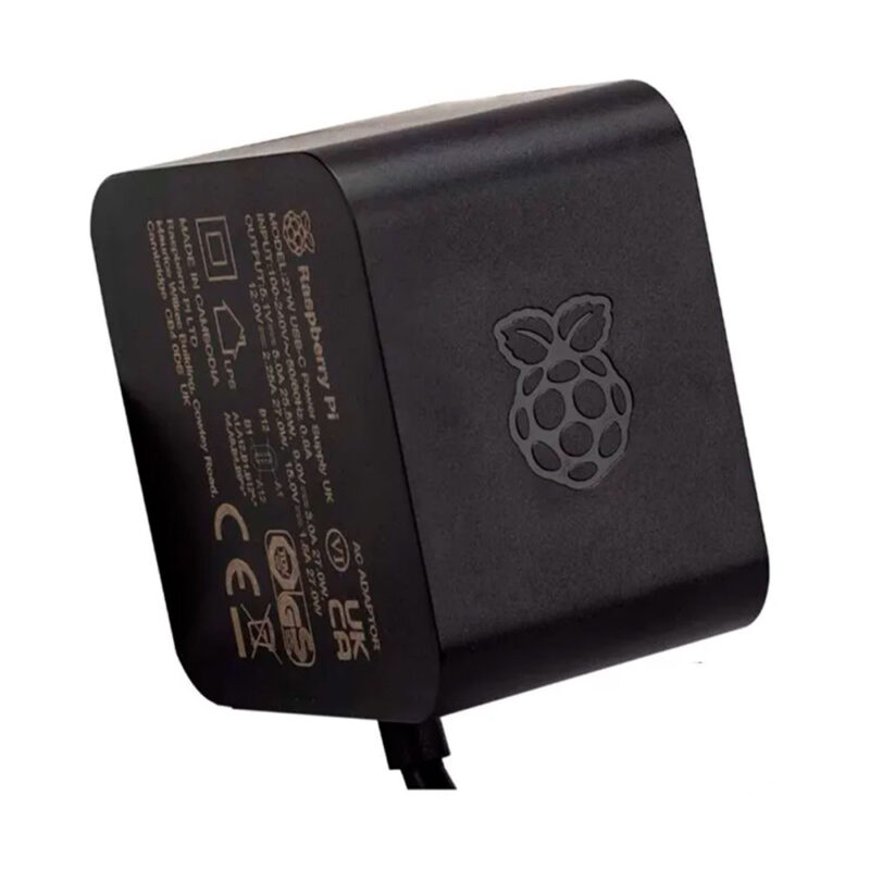 Fonte Oficial para Raspberry Pi 5 Preta