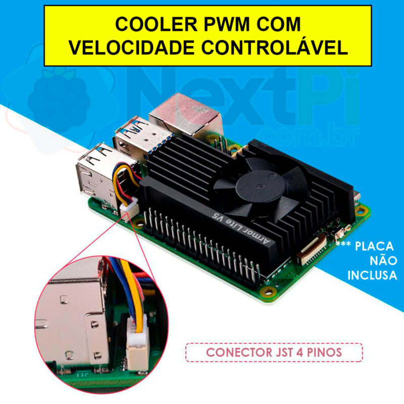 Refrigerador de Alumínio GeeekPi Armor Lite V5 para Raspberry Pi 5