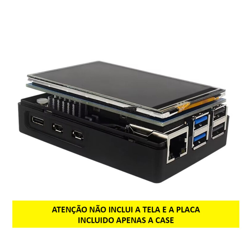 Case Raspberry Pi 5 para Tela Display 3.5 Polegadas
