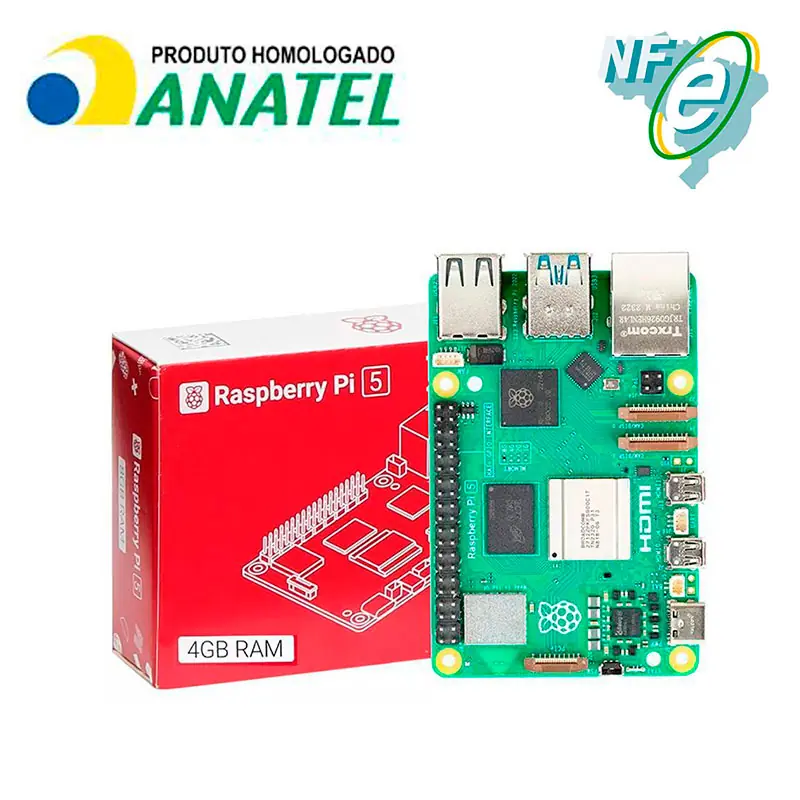 Kit Raspberry Pi 5 4GB c/ Case Oficial e Fonte Original