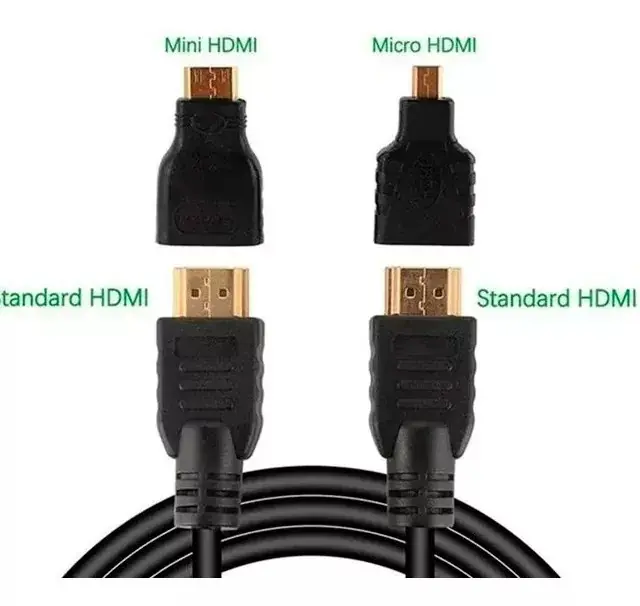 Cabo HDMI + Adaptador Micro HDMI e Adaptador Mini HDMI