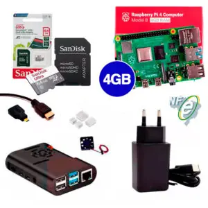 Kit Raspberry Pi 4 4GB c/ Case, Cooler, Fonte, Adaptador Micro HDMI + 64GB