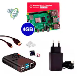 Kit Raspberry Pi 4 4GB c/ Case, Cooler, Fonte, Micro HDMI e Dissipadores