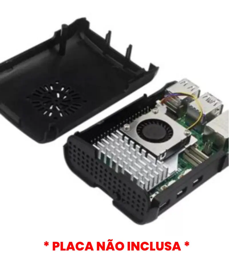 Kit de Acessórios p/ Raspberry Pi 5 c/ Case, Active Cooler Oficial e Fonte