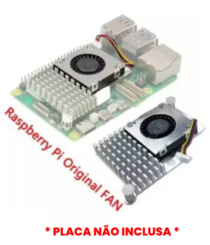 Kit de Acessórios p/ Raspberry Pi 5 c/ Case, Active Cooler Oficial e Fonte