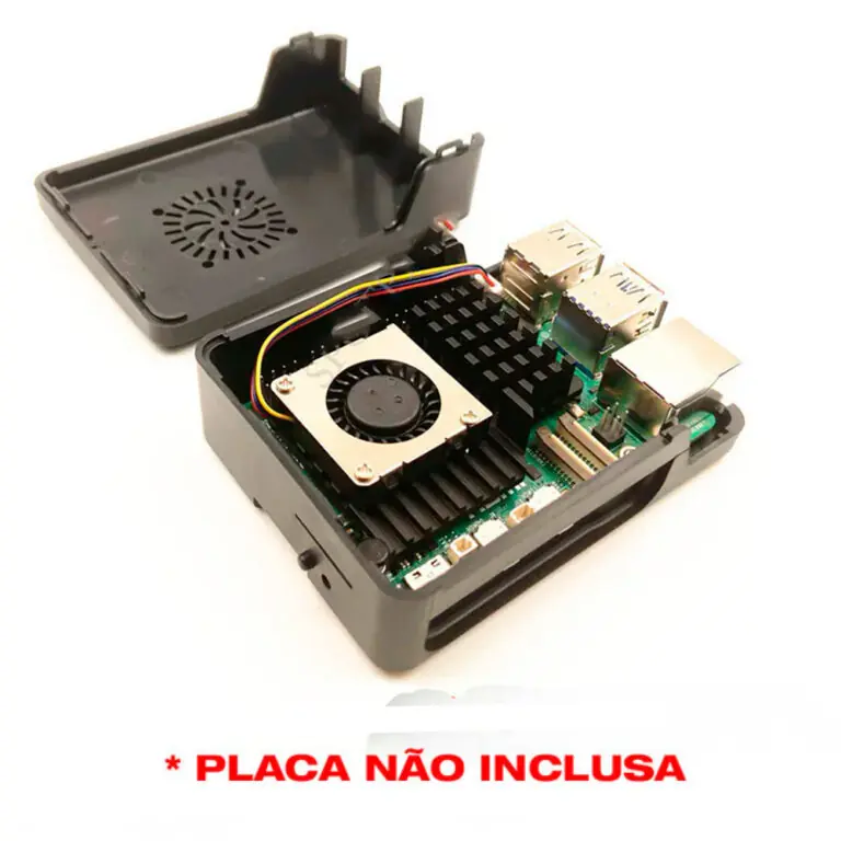 Kit de Acessórios p/ Raspberry Pi 5 com Case, Active Cooler Oficial e Fonte