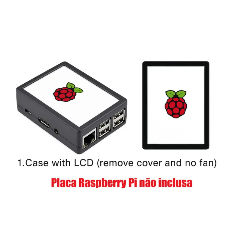 Tela Display Touch Screen 3.5 pol. p/ Raspberry Pi 3 + Case