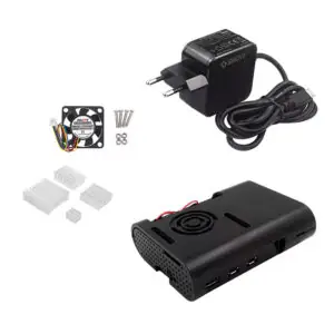 Kit de Acessórios p/ Raspberry Pi 5 com Case, Cooler PWM, Fonte e Dissipadores