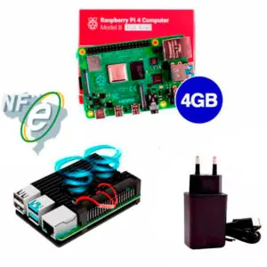 Kit Raspberry Pi 4 4GB c/ Case Alumínio c/ Duplo Cooler Fan e Fonte